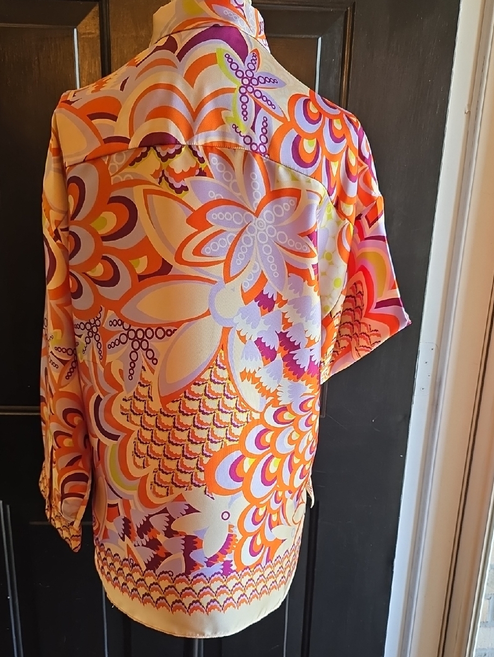 Zara Vibrant Retro Floral Multi-colored Button-Up Blouse - Picture 8 of 12